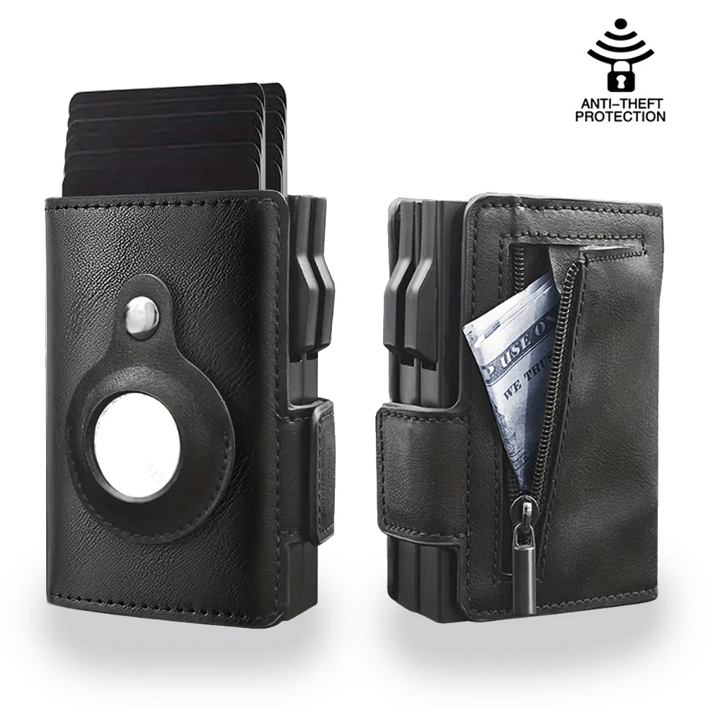 1 قطعة محفظة AirTag الرجالية الرجعية الحد الأدنى تتفاعل مع سحاب عملة المحفظة المنبثقة حامل بطاقة الائتمان المتعددة لابل AirTag