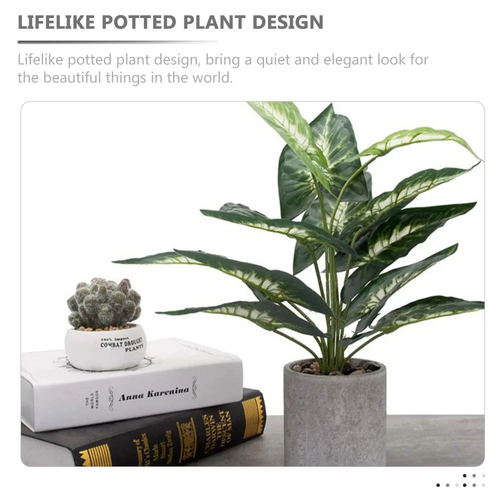 

Simulated Artificial Plants Cement Plastic Bonsai Indoor Fake Green Decors Realistic Plant naments Home Office Decor Lifelike