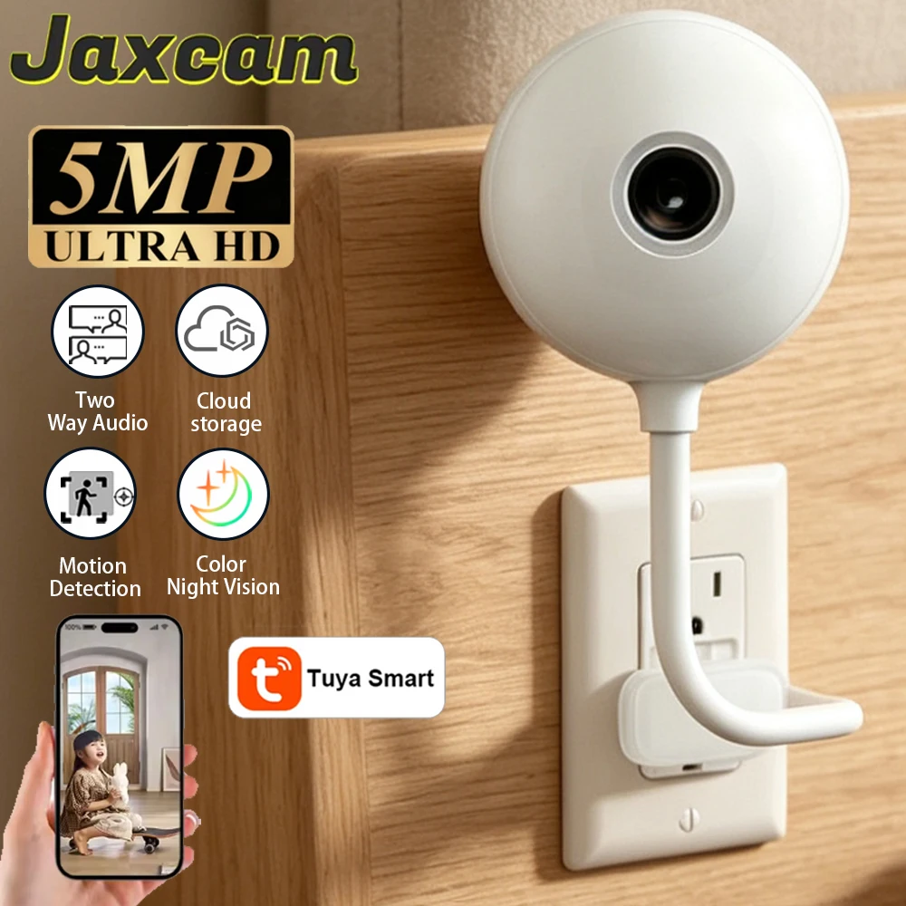 Tuya Indoor USB Light Bulb WiFi Camera 2K 5MP Mini Wireless Security IP Camera IR Color Night Vision Smart Life Baby Monitor Cam