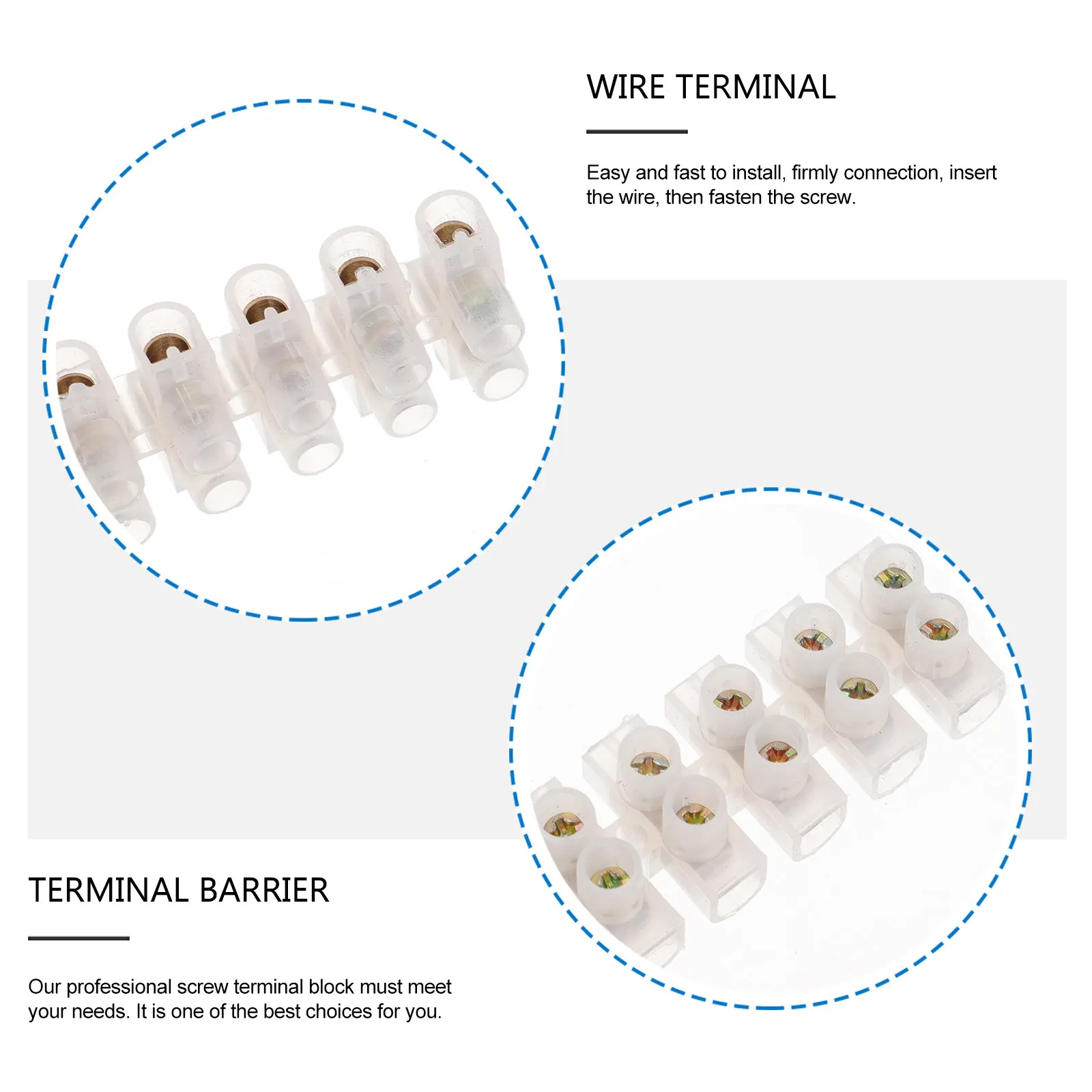 10Pcs Screw Terminal Block 12 Position Brass Conductor Flame Retardant Shell for Lighting Wiring Electrical Control Power Supply