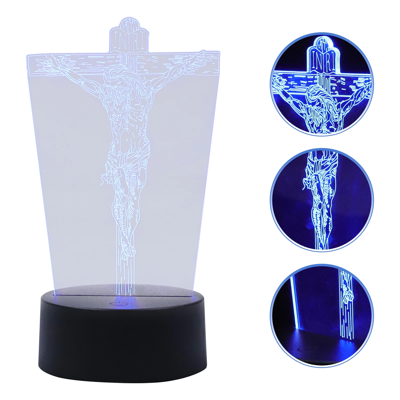 Luz de Jesús acrílica 3D, Usb para dormitorio, lámpara de noche acrílica, decoración del hogar, lámpara de noche pequeña, iluminación de estilo religioso