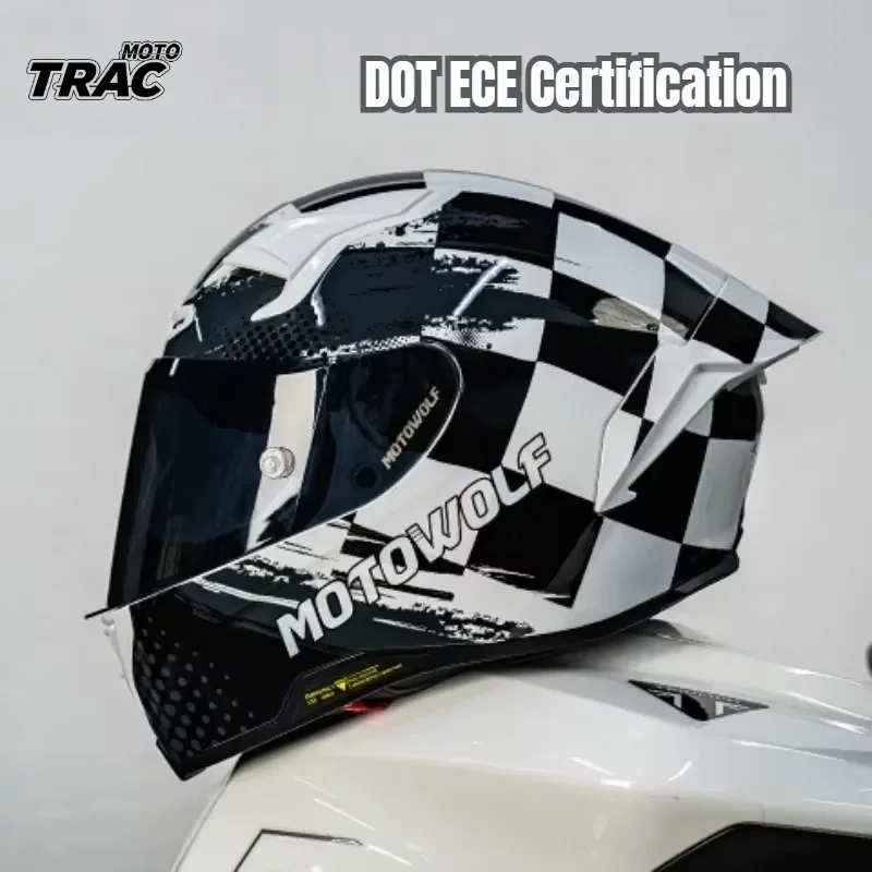MOTOWOLF H1 DOT  Small Tail Motorcycle Helmets Locomotive Track Full Helmets Lightweight Cascos Para Moto Racing Helmets