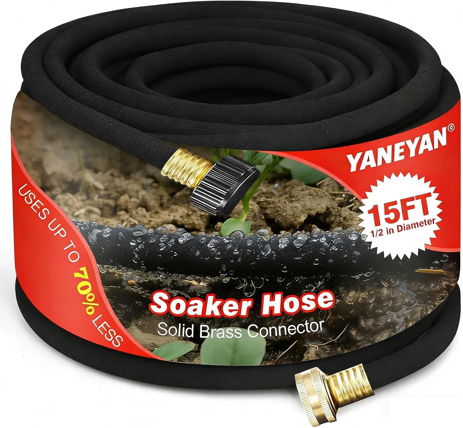 

15 FT Soaker Hose 1/2" Heavy Duty Garden Hose Save 70% Water Drip Irrigation Kit for Lawn Yard Beds