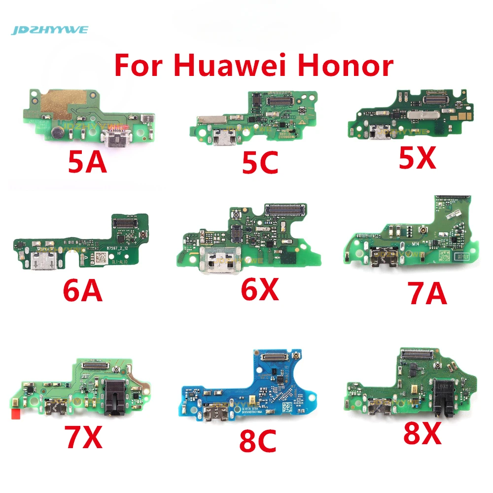 Módulo de micrófono y placa de puerto de carga USB, piezas de conector de Cable flexible para Huawei Honor 5A, 5C, 5X, 6A, 6X, 7A, 7X, 8X, 8C,