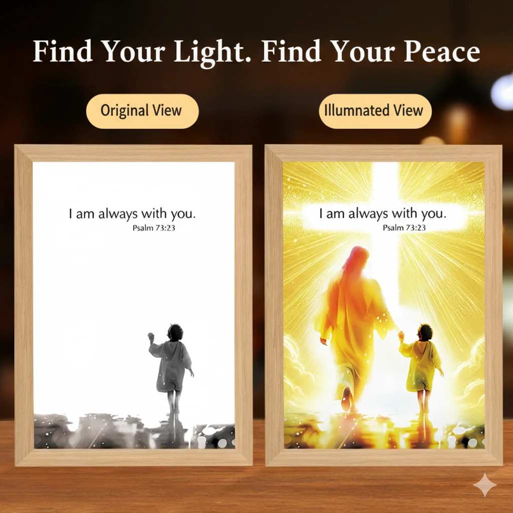 

New Lumin Works Jesus LED Lamp “I Am Always With You” Wall Art Light 4D Decor Painting Perfect Inspirational Gift Bedroom Chur