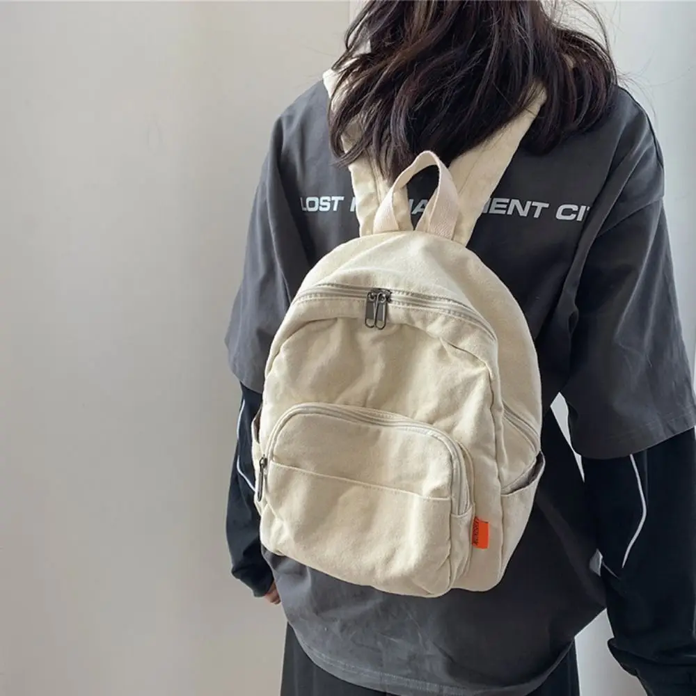 

High Quality Simple Canvas Leisure Backpack Washable Multi-Function Shoulder Bag Retro Trendy Schoolbag Gifts