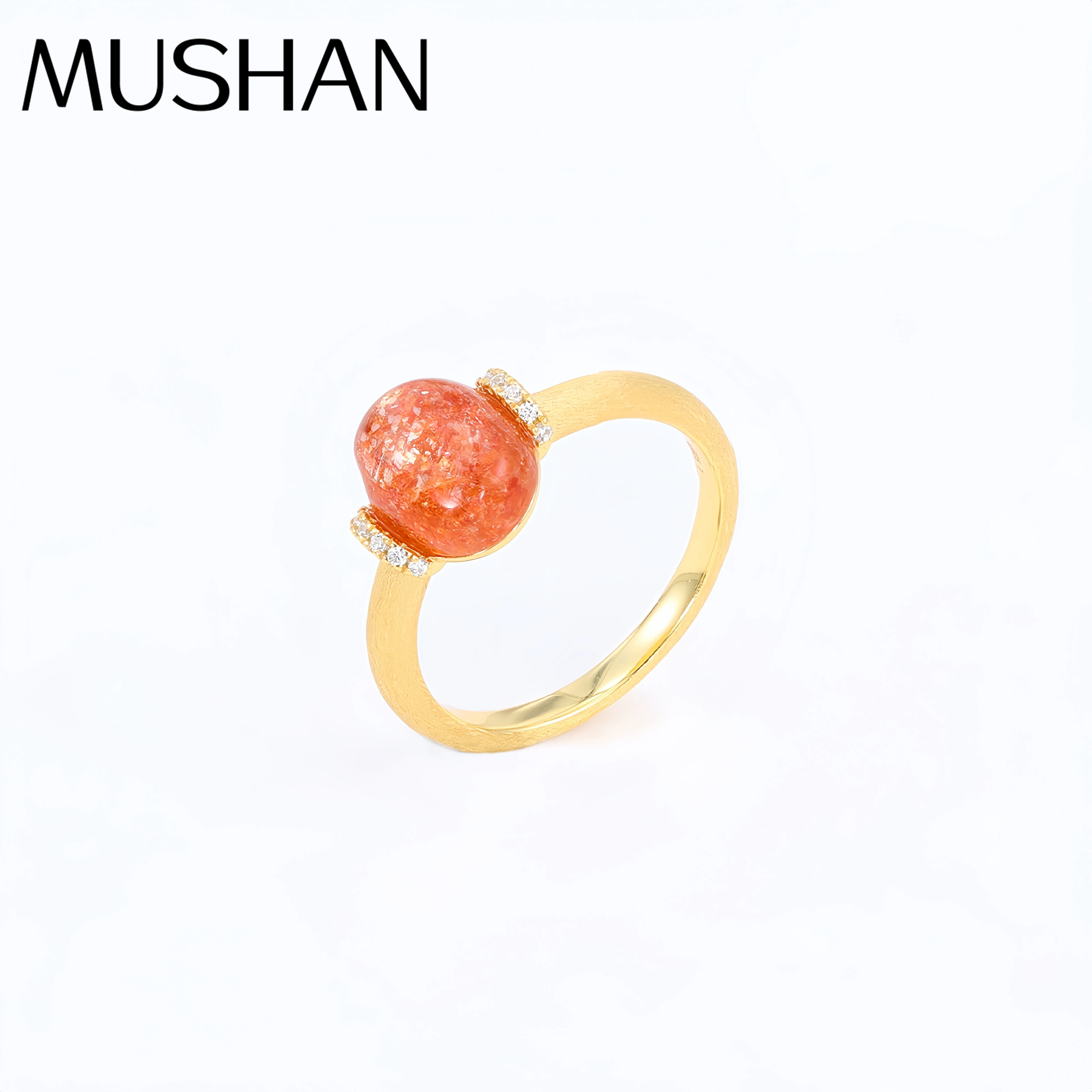 

Mushan Luxury Brand 18K Gold Plated Brushed Gold Gemstones Ring Cat Eye Stone Zircon 925 Sterling Silver Rings Fine Jewelry