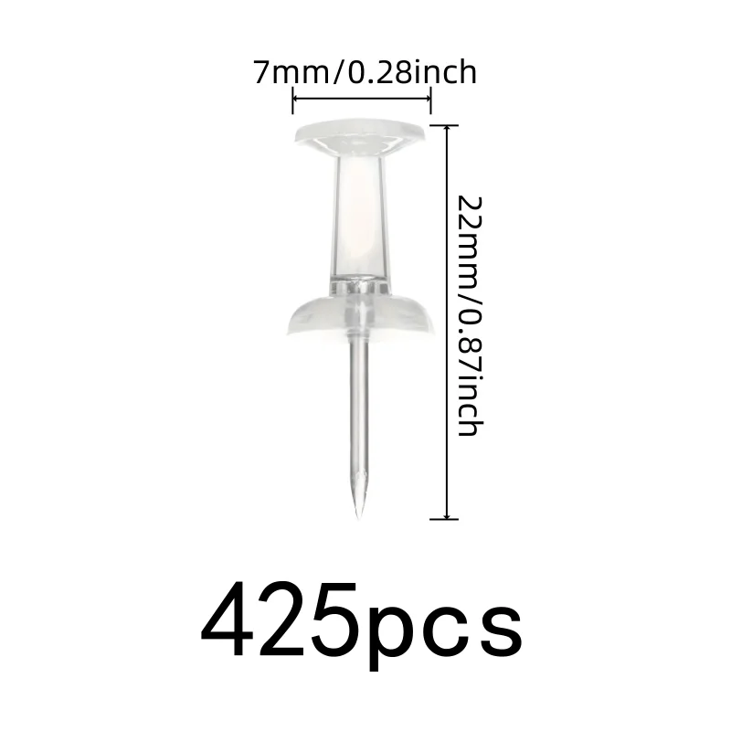 425 pcs Invisible Bulletin Board Pins for DIY Wall Decoration, Reusable Durable, Easy Push Sharp Pin