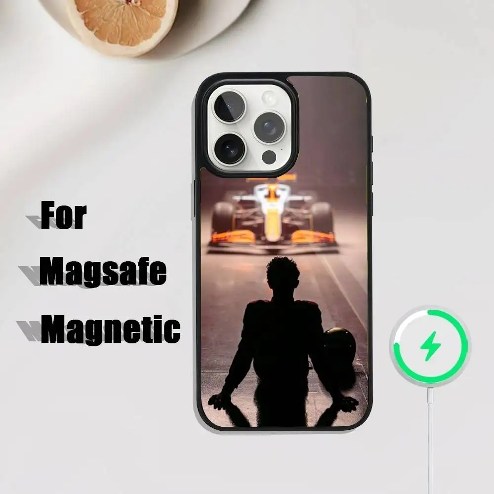 Formula L-Lando-Norris-s telefoonhoesje iPhone 17,16,15,14,13,12,11,Pro,Max,Plus,Mini,SE4,E Magnetisch Magsafe Draadloos opladen