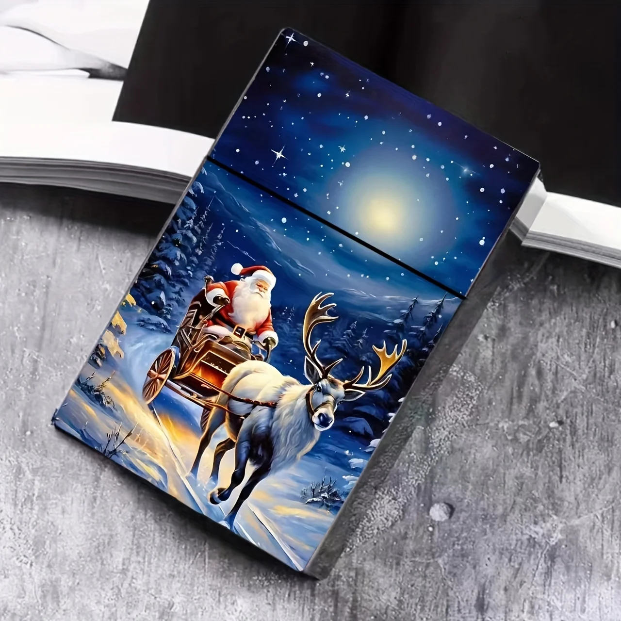 Chic Christmas-Themed Cigarette Case - 84Mm, Flip-Top Design, Durable Plastic Storage Box For Women