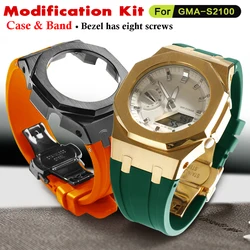 Gen 5 GMAS2100 Mod Kit For Casioak Watch Stainless Steel Metal Case Bezel Rubber Strap Band With GMA-S2100 Refit Accessories