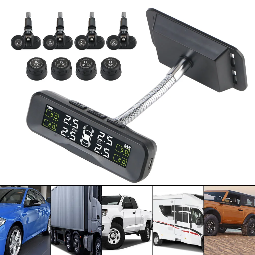 Universal Solar TPMS Car Tire Pressure Monitoring System, externo, interno, ângulo, ajustável, alta precisão