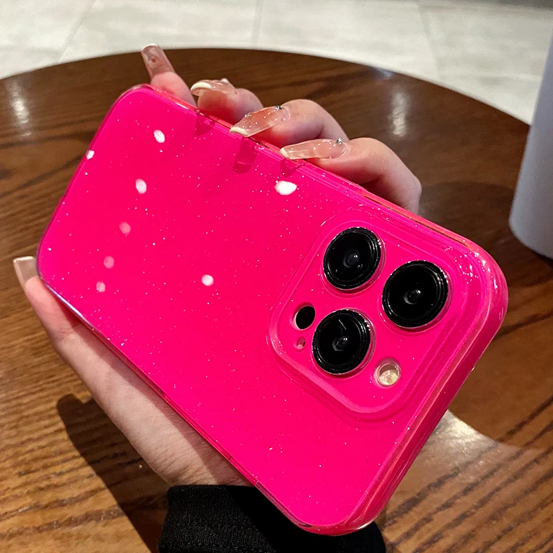 Luxury Glitter Neon Soft Case For iPhone 14 13Mini 12 11 Pro Max X Xs Xr 6 6S 7 8 Plus SE2 3 Silicone Shockproof Cover