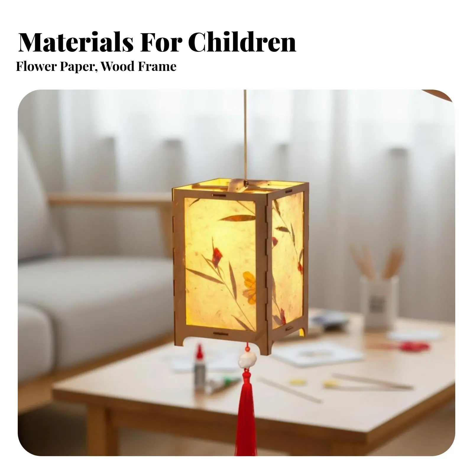 Chinese Festival Lantern, DIY Handheld Hare Lantern Kit for Kids, Glowing Floral Paper Lantern, Traditional Holiday Craft