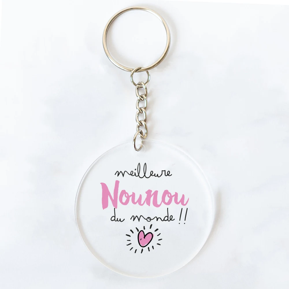 A Great Nounou You Won\'t Forget French Print Key Chains Teacher\'s Day Gift Keychain Acrylic Keyring Best Thanks Gifts for Nounou