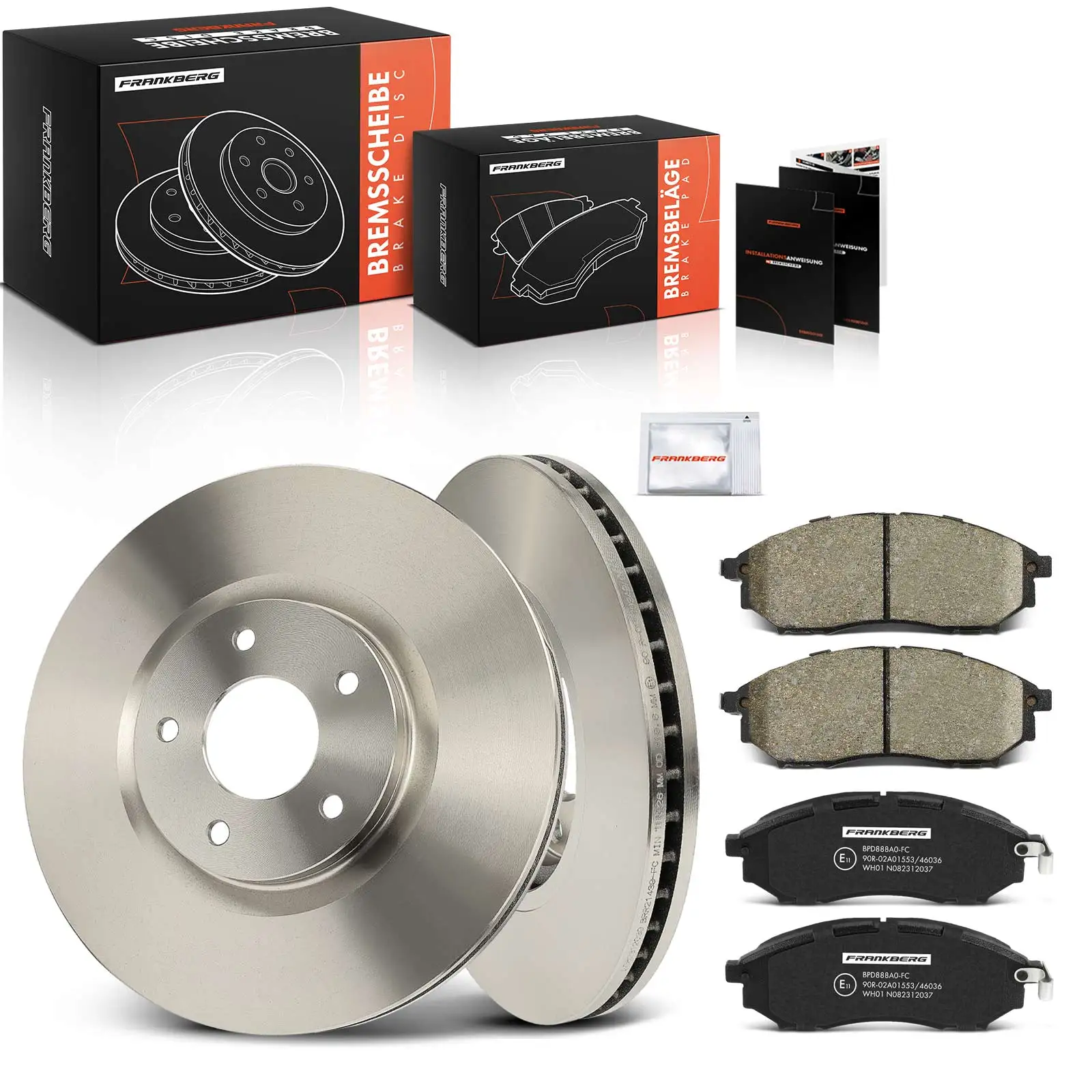 Frankberg 2x Discos de Freno 4x Pastillas de Freno Eje Delantero Para Nissan Qashqai + 2 I J10 JJ10E NJ10 1.5L 1.6L 2.0L 2007-2013 410600 V790