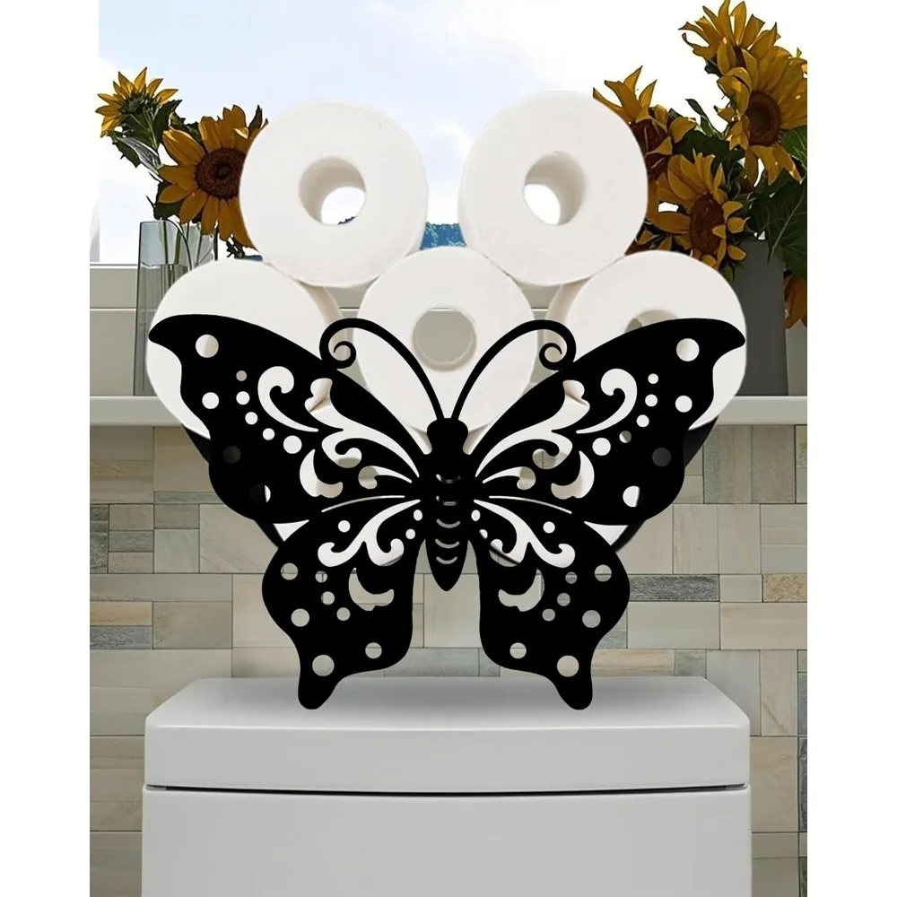 

Adorable Butterfly Design Metal Toilet Paper Holder, Charming Animal-Themed Paper Tissue Stand, Amusing Bathroom Storage with An
