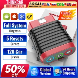 THINKCAR BD6 obd2 Scanner Bluetooth Diagnostische Volledige Systeemdiagnose 5 Reset Functie Scan Tool Levenslange Gratis voor Alle Auto's