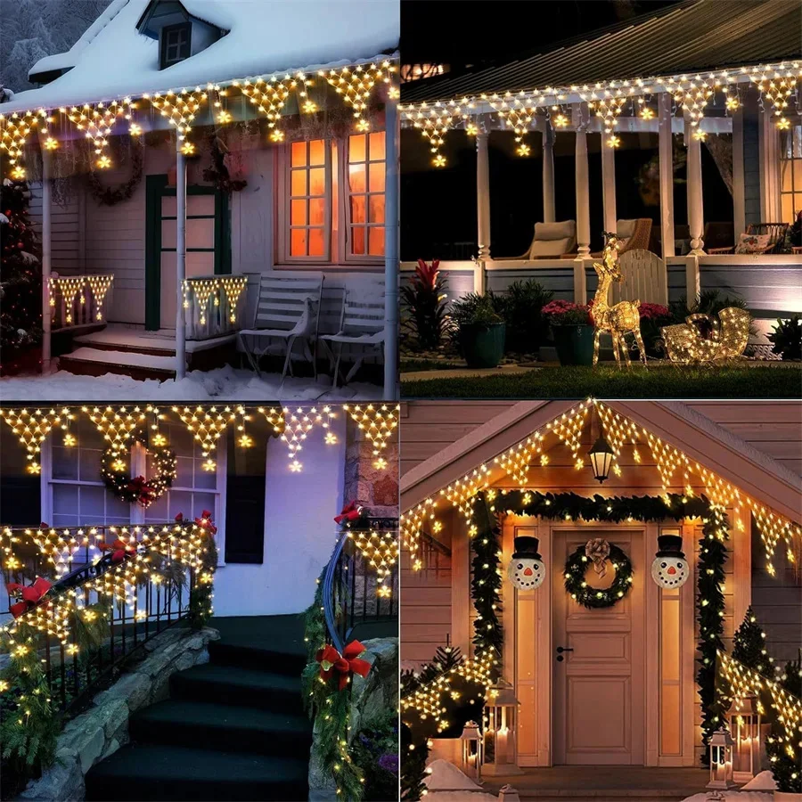 Eu/Us Plug Led Net Mesh Sprookjesachtige Tuinverlichting Buiten Waterdichte Kerst Krans Gordijnen Lichtslinger Verlichting Voor Vakantie Feest Decor