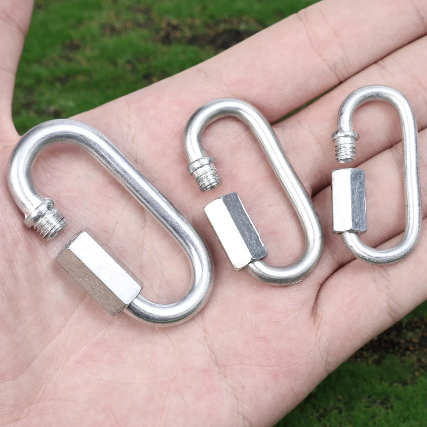 Connect Hook Stainless Steel Connecting Ring Quick Chain Link Track Climbing Mountaineering Carabiner Insurance Buckle M4/5/6/8