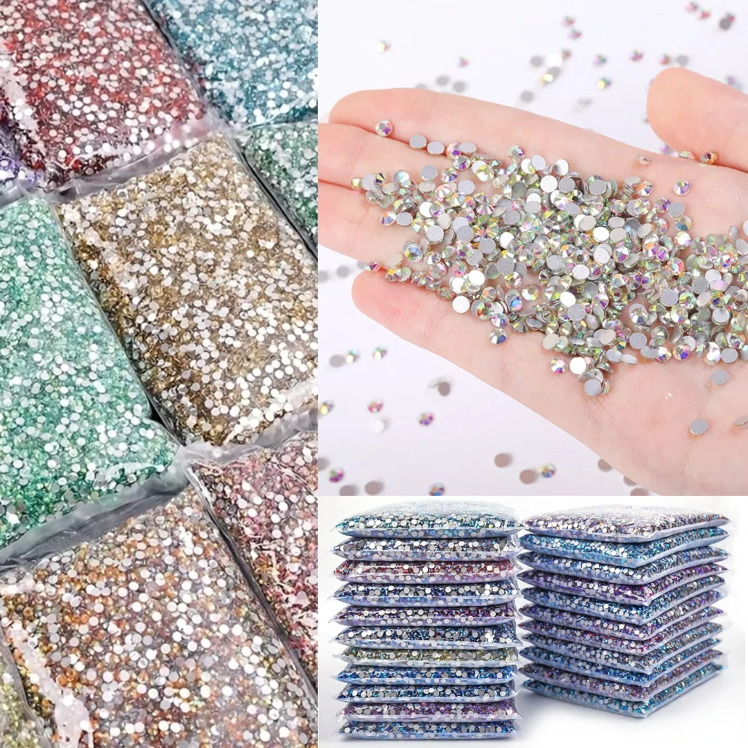5888 Uds. Diamantes de imitación de 2mm, resina AB, fondo plateado brillante, purpurina, Strass plano para decoraciones para fiesta de boda DIY, arte de uñas