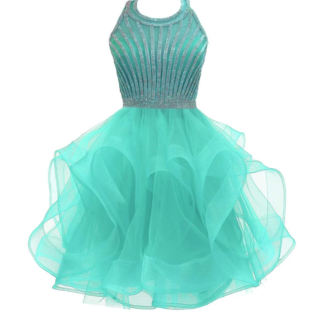 Bealegantom – robe de Cocktail courte en Organza, tenue de fête, ligne a, avec perles en cristal, à plusieurs niveaux, QA2022-20