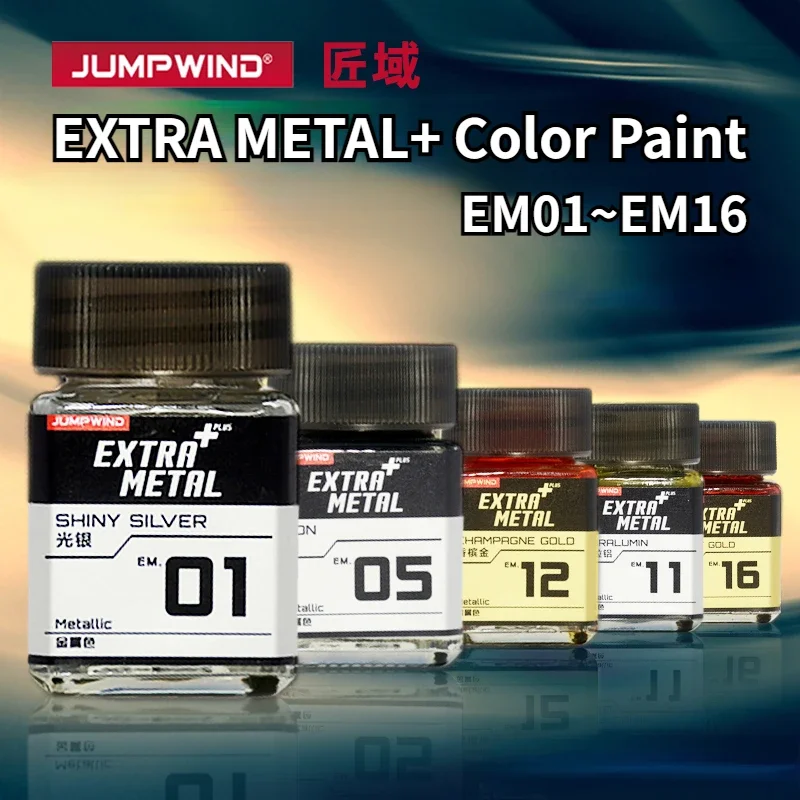 JUMPWIND Paints 18ml EM01~EM16 EXTRA METAL+ Color Paint Plastic Model Painting Pigment for Model Hobby Tools Coloring DIY