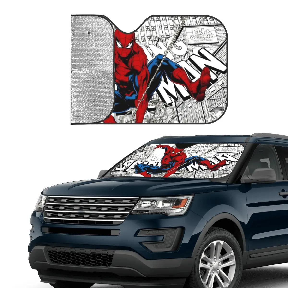 Spider-Man Spiderman Hero Windshield Sunshade Universal Car Front Windshield 76x140cm Car Window Windscreen Cover Car-styling