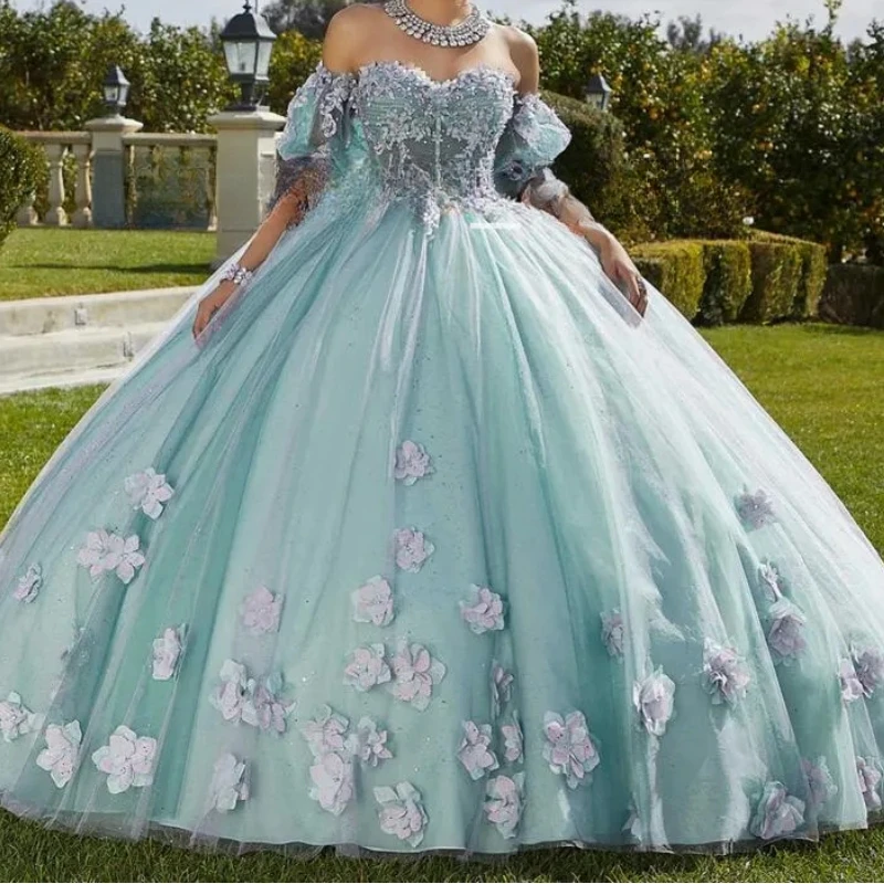 

Elegant Princess Girl Birthday Party Dress 3D Floral Women Birthday Party Gown ballkleider vestido de 15 años quinceanera 2024