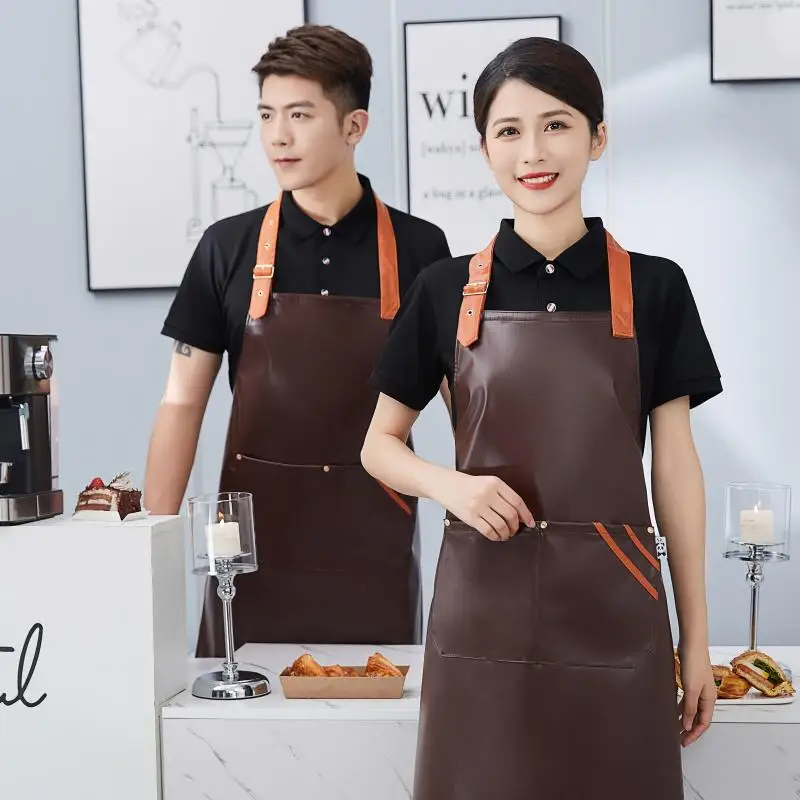 Customized your logo new fashion casual men and women soft PU leather apron