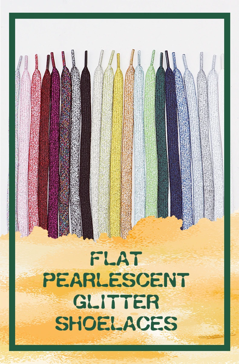 1 Paar neue glitzernde Schnürsenkel, bunt, goldfarben, silberfarben, glänzend, flache Schnürsenkel für sportliche Turnschuhe, Schuhe, Stiefel, 1 cm breite Schnürsenkel – Detail 1