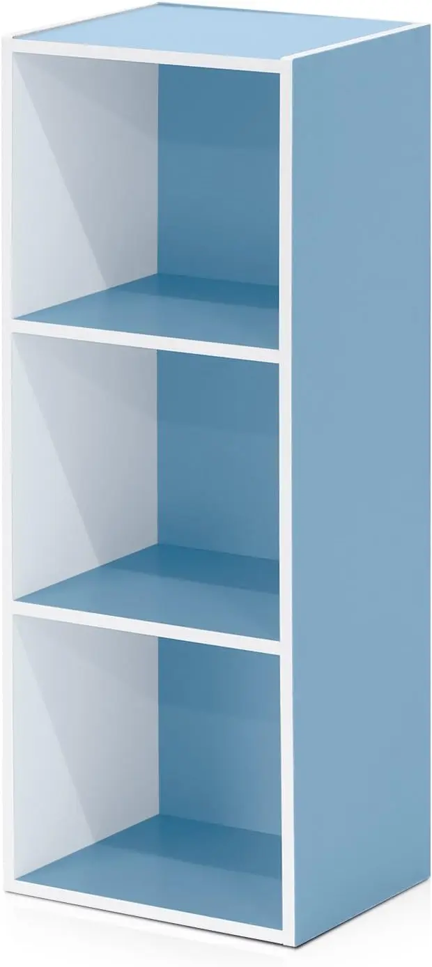 Furinno 3-Tier Open Shelf Bookcase, WhiteLight Blue 11003WHLBL