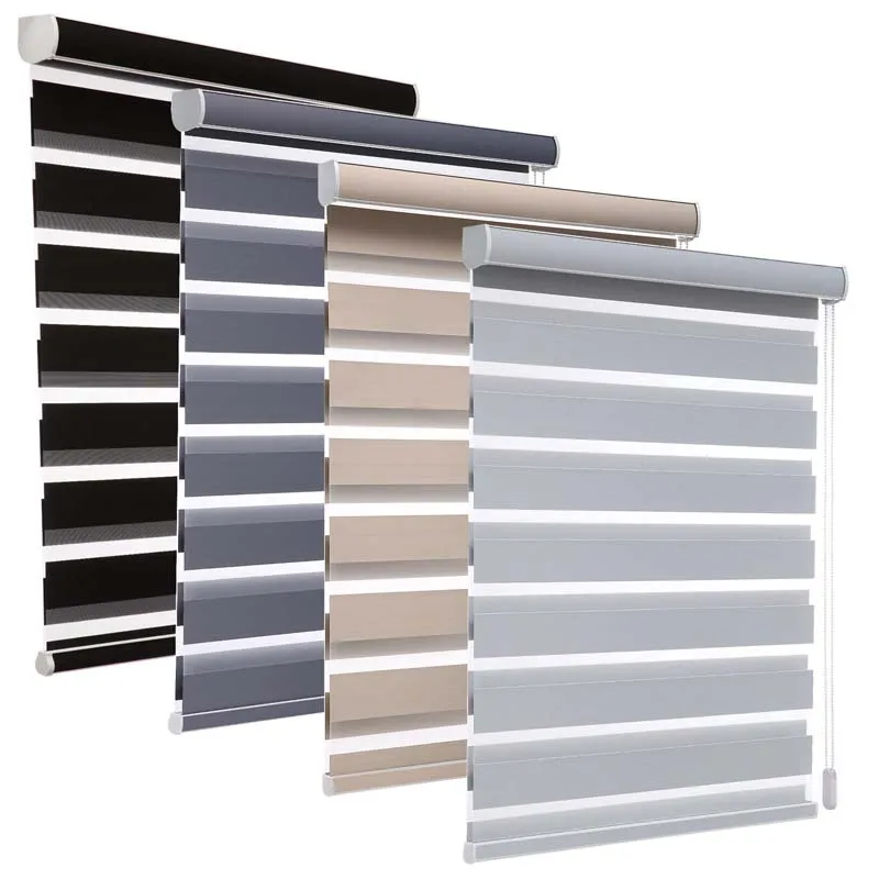 

Different Design Waterproof Manual Motorized Smart Night Zebra Double Layer Roller Blind Blackout Zebra Roller Blinds