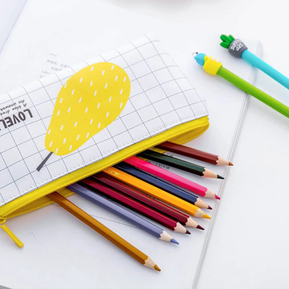 Bolsa de lápices trapezoidal invertida, portalápices con cremallera ligera, para viajes al aire libre