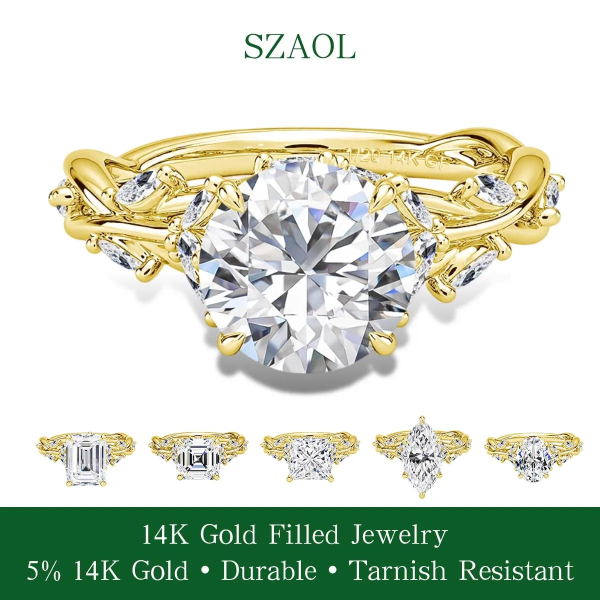 

Luxury 14K Gold Filled Pear Cut 3ct Moissanite Lab Grown Diamond Wedding Ring for Her Teardrop Vine design Promise ring Jewelry