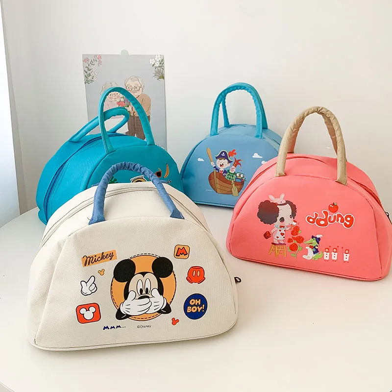 

Cartoon Primary School Students'Lunch Box Canvas Skin Cute Kid Casual Fashion New Mickey Print One Shoulder Hand Carry Bento Bag