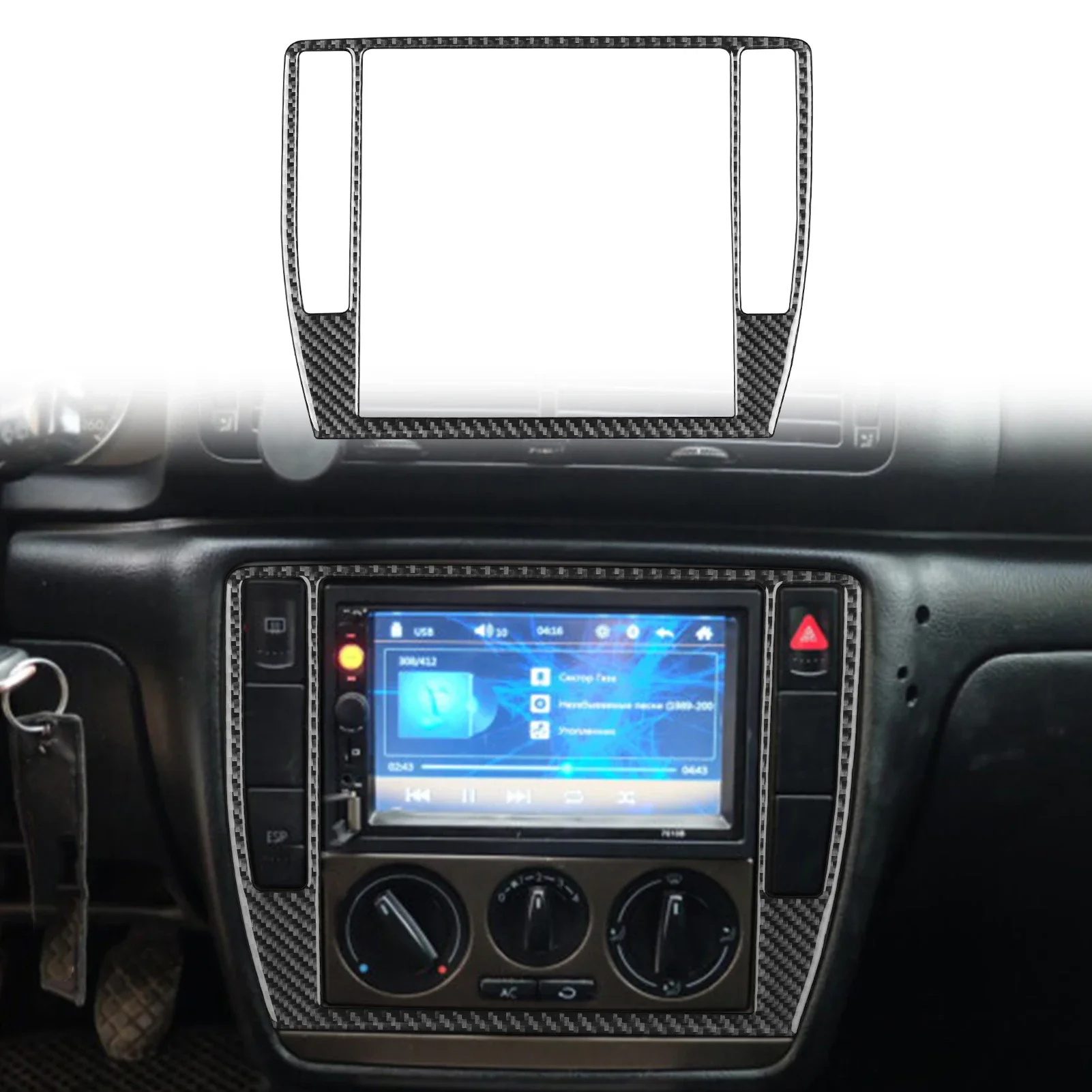 

Genuine Carbon Fiber Car Stickers For Volkswagen Passat B5 2001-2005 Radio Air Conditioner panel frame trim styling