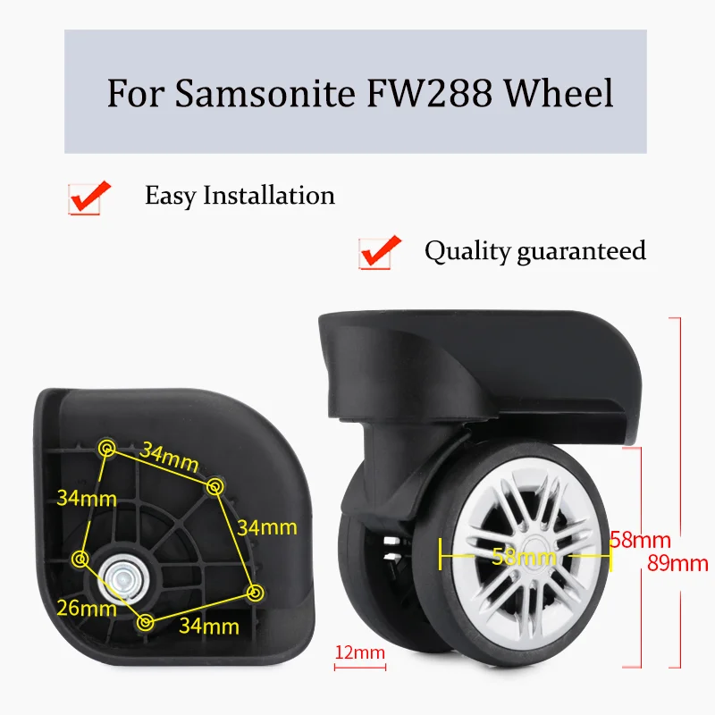 

Suitable For Samsonite FW288 Universal Wheel Trolley Case Wheel Replacement Luggage Pulley Sliding Casters wear-resistant Repair