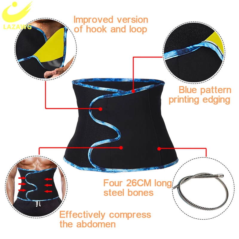 LAZAWG New Men Belt Neoprene Man Shaper Male Waist Trainer Corset Body Modeling Belt Tummy Slimming Strap Fitness Sports Belts