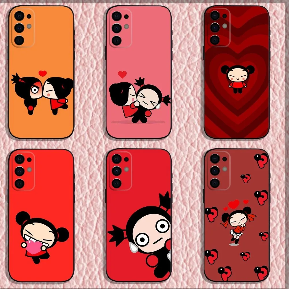 Cartoon P-Pucca-Garu Phone Case For Samsung S24,S21,S22,S23,S30,Ultra,S20,Plus,Fe,Lite,Note,10,9,5G Black Soft Shell