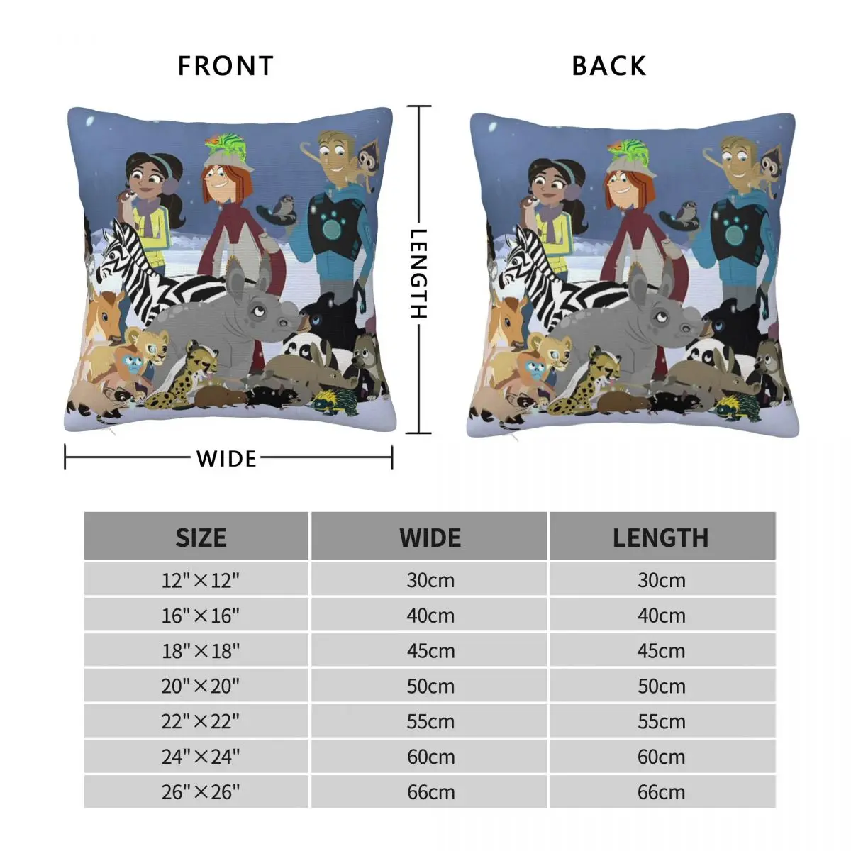 Wild Kratts Educational Animation Pillowcase Polyester Cushion Cover cartoon kids Throw Pillow Case Cover Home Zipper 45X45cm