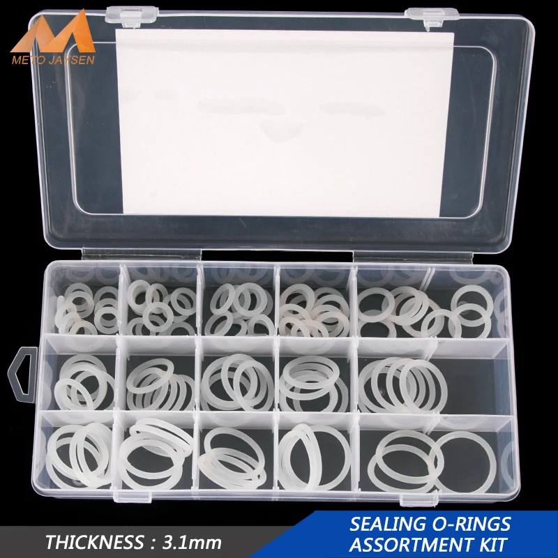 

94PCS/box VMQ High Pressure Sealing O-rings White Silicone Seal Gasket Replacements Kit 15 Big Sizes OD 15mm-35mm CS3.1mm BG024