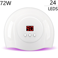 72W 24LEDs UV LED Nail Lamp Professional Nail Dryer with 3 Timer Settings Automatic Sensor for Home and Salon to Fast Curing Gel