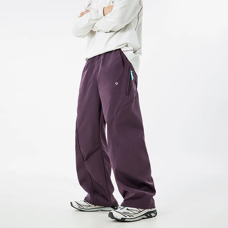 TFETTERS Autumn New Zipper Pocket Men Pants Drawstring Elastic Waist Pants Men Fashion Stitching Design Trouser for Men Clothes - Image 3