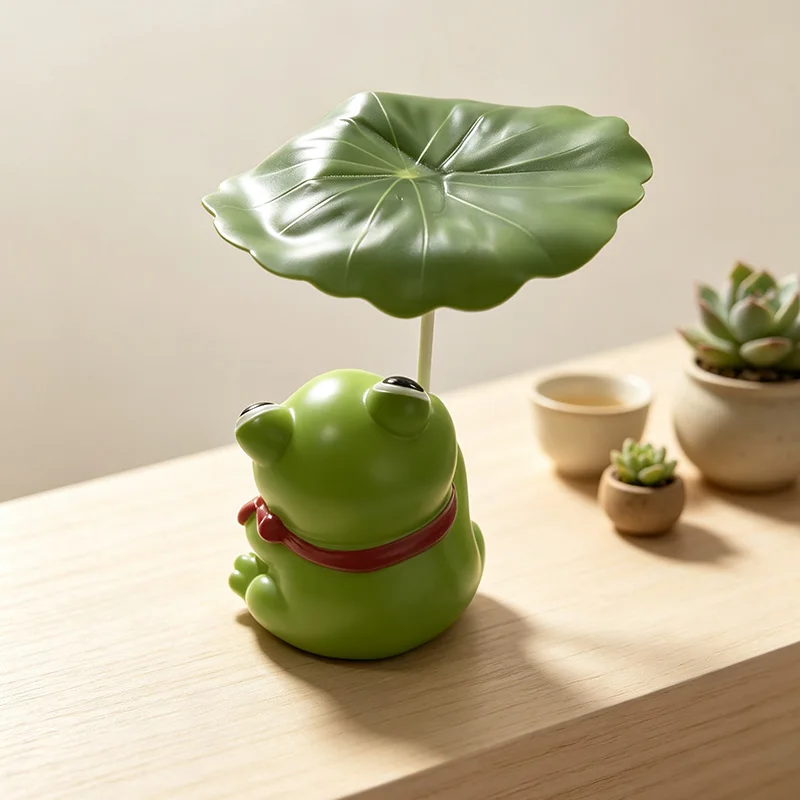 Frog Plaster Figurine Pot Plant Decoration Item Display Fountain Decoration Piece