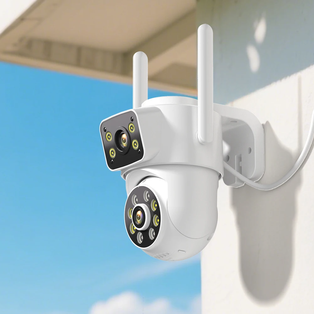 

4K 8MP HD WiFi PTZ Уличная камера с двумя объективами 4MP и двойным экраном AI Автоматическое отслеживание IP-видеонаблюдения с аудио P2P iCSee