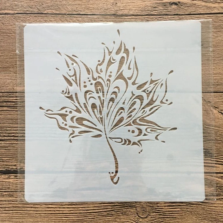 20 *20 cm  DIY maple leaf mandala mold for painting stencils stamped photo album embossed paper card on wood, fabric wall