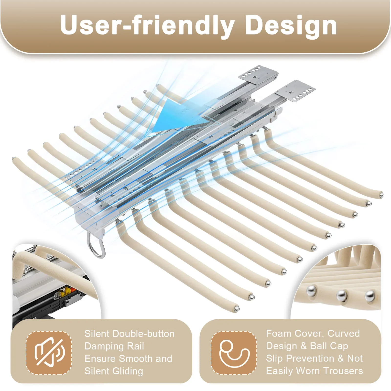 

Pull Out Pants Rack Trousers Rack Steel Pull Out Pants Bar Space Clothes Organizers
