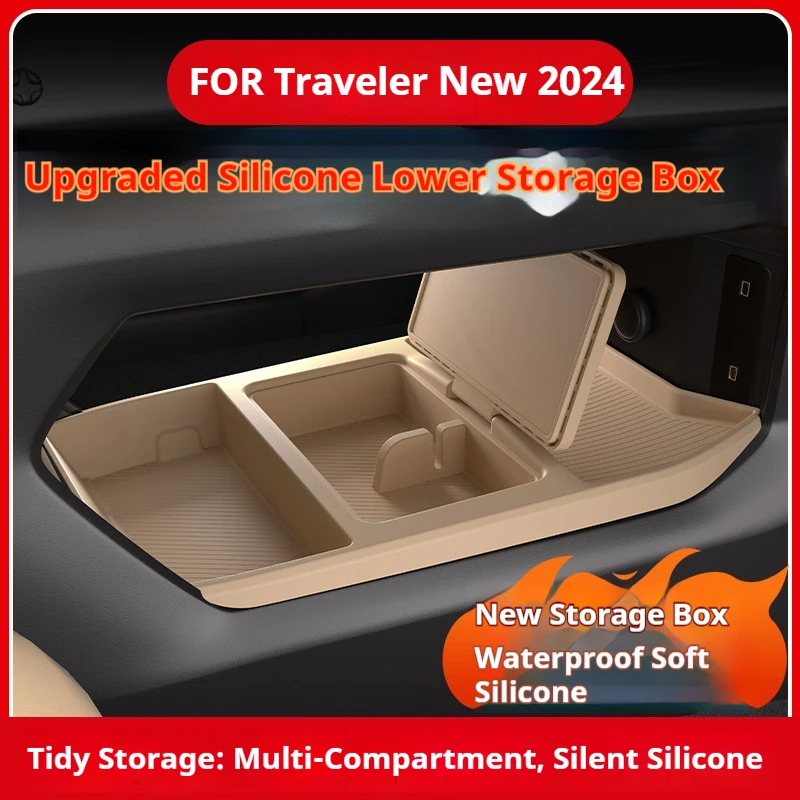 

Applicable FOR Jetour Traveler 2024 Model Central Control Lower Storage Box Silicone Storage Box Modification Car Accessories