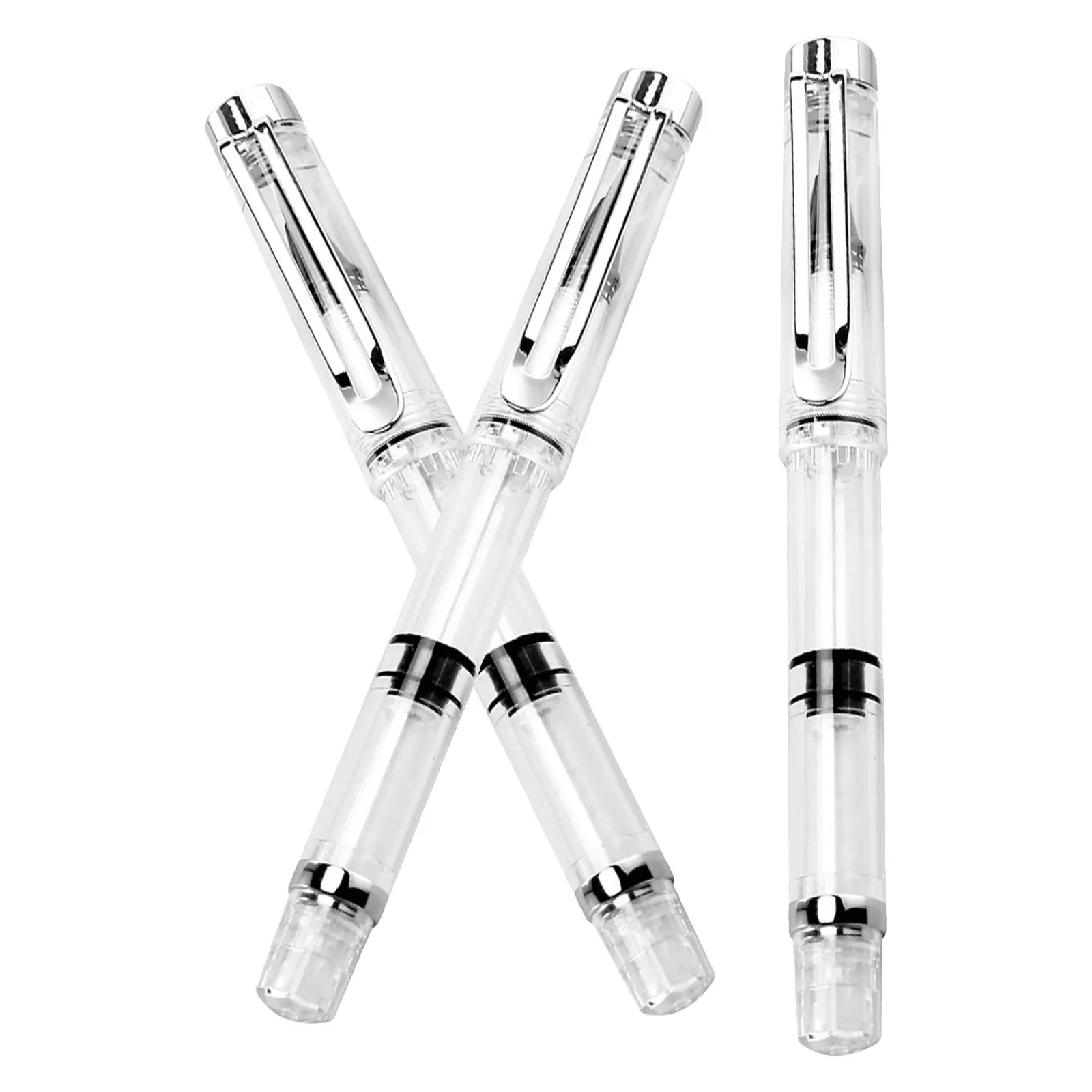 3Pcs Plastic Fountain Brush Pens Calligraphy Pens for Writing Drawing Watercolor Painting Stroke Practice Refillable Ink Soft